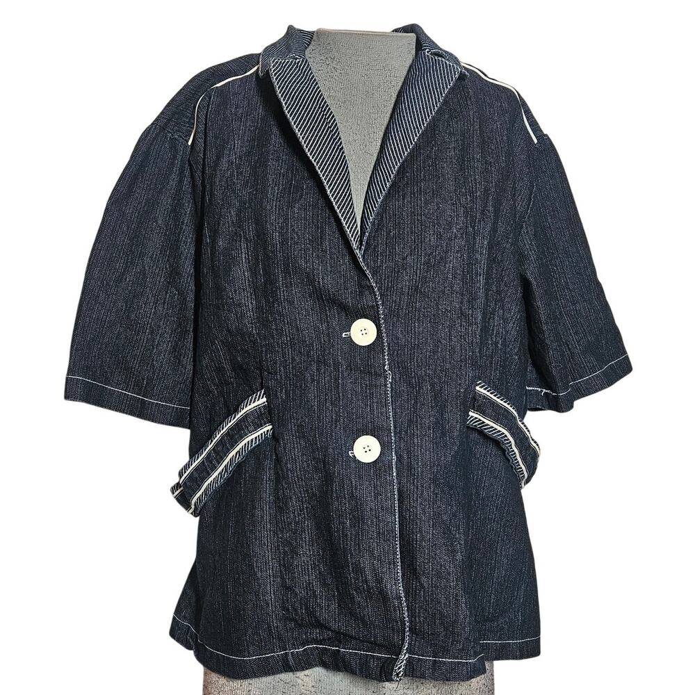 Denim Jean Blazer Jacket Short Sleeve Size 3X